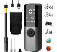 Asfasfq-Gputek Pompe A Velo Electrique, Mini Pompe Velo 150psi Avec Manomètre Numérique, Pompes À Vélo Avec Accessoires De Valve Presta, Schrader, Dunlop Pour Vélo De Route, Vtt, Vélo Électrique, Mot