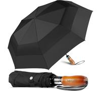 Asfasfq-Grand Parapluie Pliable 137,2 Cm Ouverture Et Fermeture Automatique Taille Golf Et 210t Dupont Coupe-Vent Vent Double Canopy Unisexe & Bleu/Noir/Jaune/Rose/Bordeaux