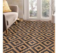 ASFASFq-Grand Tapis réversible Moderne en Paille de Plastique pour extérieur, Camping-Car, Patio, Jardin, terrasse, Pique-Nique, Plage, remorque, Camping, Noir et Marron, 1,5 x 2,4 m