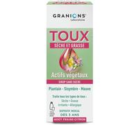 Asfasfq-Granions Sirop Toux - 4 En 1 - Sans Sucres - Sirop Toux Seche Et Grasse - Formule Naturelle Sans Contre-Indications - Extrait De Plantain - Dispositif Médical - Dès 3 Ans Goût Fraise-Citron