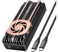ASFASFq-GRAUGEAR Boîtier SSD M.2 Externe 40 Gbit/s en Aluminium pour NVMe PCIe 4x4 M2 2280, USB 4.0, Câble USB-C 40 Gbps, M-Key, Refroidissement Actif avec Ventilateur, Boitier SSD Thunderbolt
