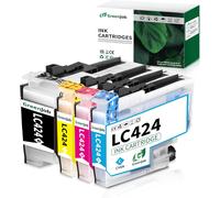 ASFASFq-Greenjob LC424 Cartouche d'encre Compatible pour Cartouche Brother LC424 LC-424 LC-424VAL Pack pour Brother DCP-J1200W DCP-J1200WE Imprimante (Paquet de 4)