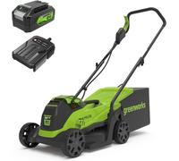 ASFASFq-Greenworks 24V 33cm Brushless Tondeuse à Gazon sans Fil, Hauteur de Coupe 25-70mm, 2 Fonctions, avec Sac 30L (avec 4Ah Batterie et Chargeur)