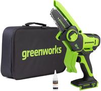 Asfasfq-Greenworks 24v Mini Tronçonneuse 10cm Tronçonneuse À Batterie Sans Fil Alimentée Par Batterie Et Chargeur, Vitesse De Chaîne De 7,8 M/S, Pour Branches D'arbres, Cour Et Usage Domestique.