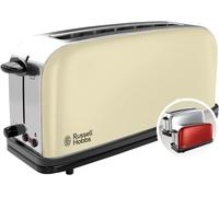 ASFASFq-Grille Pain [Fente longue 2 Toasts/ 1 Tranche baguette] Colour+ Crème (extra large, 6 Niveaux de Brunissage rapide, Surélévation, Décongèle & Réchauffe, 1000W) Toaster 21395-56