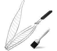 ASFASFq-Grille Poisson pour Barbecue, Grill pour Barbecue en Acier Inoxydable avec Brosse à Huile, pour Barbecue à Poisson, Steak de Ailes de Poulet