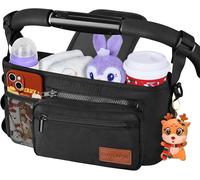 Asfasfq-Guiseapue Organiseur Universel Pour Poussette Avec Porte-Gobelet, Sac Amovible Pour Téléphone Et Bandoulière, Convient Pour Les Accessoires De Poussette Tels Que Uppababy, Baby Jogger, Doona,