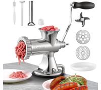 Asfasfq-Hachoir À Viande Manuel En Inox Alimentaire Hachoir Manuel À Manivelle 2 Plaques De Broyage 5/8 Mm Poussoir À Saucisses 2 Façons De Fixation Serre-Joint Ventouse Broyage De La Viande Boucheri