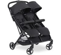 Asfasfq-Hauck Poussette Double Swift X Duo - Pliage À 1 Main, Dossier Inclinable Dès Naissance, 2 Enfants Jusqu'à 15 Kg Chacun, 2 Paniers Jusqu'à 6 Kg, Roues Anti-Crevaison - Noir