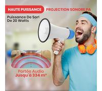 ASFASFq-Haut-Parleur Mégaphone Portable avec Sirène - Mégaphone Porte-Voix Compact avec Puissance de 20 Watts, Microphone, 2 Modes, Sonorisation PA et Poignée Pliante