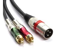 ASFASFq-Haute qualité XLR mâle à 2 x adaptateur de prise RCA Phono Câble de raccordement pour séparateur Y, 1 XLR mâle 3 broches à double prise RCA Connecteur de câble audio stéréo (1,5 mètres)