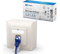 ASFASFq-hb-digital 1 prise réseau CAT 6a pour CAT.8, CAT.7, CAT.6A, CAT.6, CAT.5 avec 1 port RJ45 Prise de données universelle EIA/TIA 568A&B 8P8C Gigabit Ethernet RAL9010 blanc pur