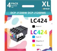 ASFASFq-hehua LC424 Cartouches Mutipack Compatibles pour Brother LC424 Cartouches Set LC424 Encre LC 424 LC-424VAL pour Brother DCP-J1200W Cartouches DCP-J1200WE (1 Noir,1 Cyan,1 Magenta,1 Jaune,4 Pa