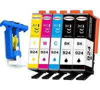ASFASFq-HenceBuy Lot de 5 cartouches 924 compatibles avec HP 924 pour HP OfficeJet Pro 8120 OfficeJet Pro 8122e 8124e 8132e 8134e 8135e 8125e Noir, Magenta, Cyan, Jaune (Lot de 5, pas avec puce)