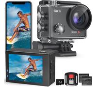 ASFASFq-Hiicam Caméra Sport Speed 10 5K 30 FPS Camera sous Marine 40 M avec EIS, Camera Action à Télécommande Zoom 5X avec Carte 64G, Batterie 2x1350mAh