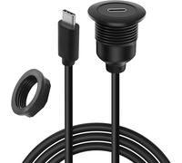 Asfasfq-Hoembpn 1m Adaptateur Encastré Usb-C 3.0 Femelle À Mâle 5gbps 60w Chargeur De Voiture 20v/3a,Panneau De Montage De Connecteur M21 Fileté Type-C Prise Rallonge Câble Otg Pour Rv Bateau Tableau