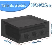 ASFASFq-Housse de protection pour plancha 80 x 60 x 25 cm, housse imperméable et résistante aux UV pour barbecue à gaz, cuisine extérieure, jardin, barbecue extérieur (noir)