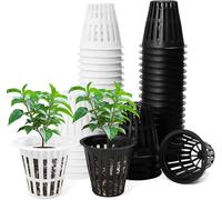 ASFASFq-Huucozn 50 PCS Pots de Culture Hydroponique Perforés Plastique Pot Hydroponique Maille Aération Maximale pour Semis/Boutures/Germination, Noir et Blanc