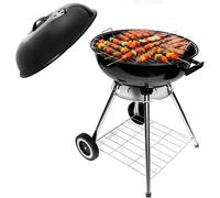 ASFASFq-HYCHIKA Barbecue Charbon de Bois, Barbecues à charbon Ø47cm 18pouce Rond Vertical BBQ Compact Grill avec Couvercle Grille Chromée Roues, pour le Jardin Balcon Camping L'extérieur