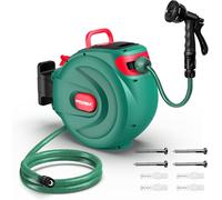 ASFASFq-HYCHIKA Enrouleur Tuyau Arrosage 30m ¿ Enrouleur Extensible Murale pour Jardin avec Verrouillage et Enroulement Automatique, Buse à 8 Modes, Boîte Pivotante 180°, pour Arrosage Extérieur