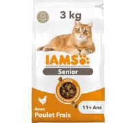 Asfasfq-Iams Advanced Nutrition - Croquettes Pour Chat À Partir De 11 Ans - 100% Complètes Et Équilibrées - Au Poulet - Sans Ogm Colorants Arômes Artificiels - Sac Refermable De 3 Kg