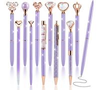Asfasfq-Ibequem Lot De 12 Stylos À Bille Rétractables En Métal Violet À Paillettes Avec Encre Noire - Cadeau Pour Femme Et Fille - Demoiselle D'honneur - Mariage