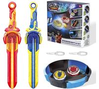 ASFASFq-INFINITY NADO Toupies Battle Arena Set 2PCS, toupie Jouets avec Mini Lanceur d'épée pour Enfant 5 6 7 8 9 10 11 12 Ans Garcon Fille Cadeau, Battle Set Fury Wave Dragon & Blazing War Bear