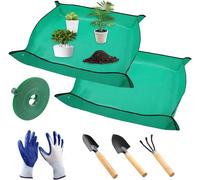 ASFASFq-Infreecs 2 Pièces Tapis de Rempotage, 100x100cm Tapis de Jardinage avec Pelle et Râteau, Sangles Végétale et Gants, Imperméable Tapis de Plante, Tapis de Plantation de Fleurs de Jardin pour P