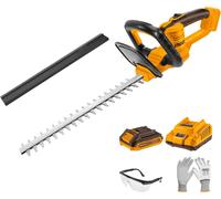 ASFASFq-INGCO Taille-Haie sans Fil 20V Moteur sans Balais, Longueur de Lame 460mm, Diamètre de Coupe 18mm avec Batterie 2Ah et Chargeur pour Elagage CHTLI20461