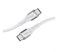 Asfasfq-Intenso Usb-Cable C315c, Câble De Données Et De Charge Usb-C Vers Usb-C, Power Delivery Et Quick Charge Avec Jusqu'à 60 Watts, Nylon, 1,5 Mètre, Blanc