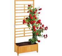 Asfasfq-Jardinière Avec Treillis, En Hauteur, Bac Rectangulaire Bois Avec Tuteur, Hxlxp: Env. 171x71x31,5 Cm, Nature