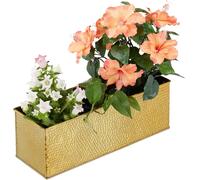 ASFASFq-Jardinière, Pot, Plantes Herbes aromatiques métal, Bac à Fleurs Rectangle, doré, Fer, Or, 13,5 x 40 x 12,5 cm