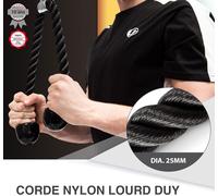 Asfasfq-Jeu Poignées, Composé Une Poignée Aviron Et Une Corde Triceps, Complément Au Power Rack Avec Système Traction Par Câble Pour Élargir Possibilités Entraînement, Antidérapantes, Noir/Argenté