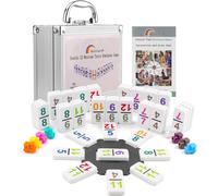 Asfasfq-Kalolary Double 12 Jeu De Dominos Du Train Mexicain, 91 Jeux Dominos Numérotés Dans Boîtier Aluminium Avec Livret D'instructions 9 Trains Jeu Table Fête Familiale En Forme D'octogone (Style C