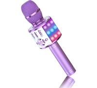 ASFASFq-Karaoké Microphone pour Enfants Karaoké Bluetooth Sing Microphone 4 en 1 sans Fil Effet Microphone Musique Karaoké Machine à Chanter pour la Maison Party (Violet Clair)
