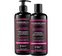 Asfasfq-Kerargan - Duo Ultra Réparateur Shampoing & Après-Shampoing À La Kératine Pour Cheveux Abîmés Et Stressés - Fortifie, Lisse & Protège - Sans Sulfate, Ogm, Silicone - 2x500 Ml