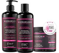 Asfasfq-Kerargan - Trio Ultra Réparateur Shampoing, Après-Shampoing & Masque À La Kératine Pour Cheveux Abîmés Et Stressés - Nourrit, Lisse & Renforce - Sans Sulfate, Ogm, Silicone - 3x500 Ml