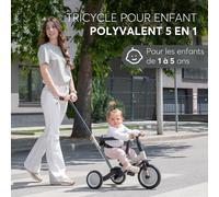 Asfasfq-Kikkaboo Flip Tricycle Bébé Évolutif 5 En 1 ¿ Vélo Enfant 1 À 5 Ans Convertible En Draisienne Avec Siège Et Guidon Réglables, Noir