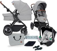 Asfasfq-Kinderkraft B-Tour 3 En 1 Poussette Combinée, Siège Auto I-Size 40-75 Cm 2 En 1 Inclus, De 0 Mois À 22 Kg, Avec Siège Auto, Capote Imperméable Filtre Upf50+, Xl Siège, Gris Clair