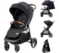 Asfasfq-Kinderkraft Grande Plus Poussette Canne Dès La Naissance Jusqu¿À 22 Kg, Pliage D'une Seule Main, Position Allongée, Capote Extensible, 4 Roues Amorties, Noir