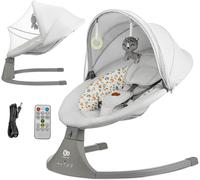 Asfasfq-Kinderkraft Lumi 2 Transat Bébé, Balancelle Bebe Electrique De La Naissance À 9 Mois, Réglable Hauteur, 5 Modes Du Balancement, 12 Mélodies, Arche Avec Jouets, Gris Clair