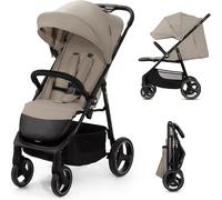 Asfasfq-Kinderkraft Trig 3 Poussette Canne, Légère, Position Allongée, Suspension 4 Roues, Pliable, Harnais Réglables À 5 Points, Repose-Pieds, Jusqu'à 25 Kg, Beige