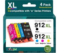 ASFASFq-KINGJET 912XL Pack de 4 Cartouches d'encre Remanufacturé compatibles avec Cartouche HP 912 XL pour HP OfficeJet Pro 8022 8020 8024 8023 8025 HP OfficeJet 8010 8012 8014 8015
