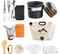 Asfasfq-Kit Casserole Camping Popote Bivouac De Camping Ustensiles De Cuisine De Camping Kit Vaisselle Camping En Aluminium Portable Avec Rechaud Poêlé Bol Pour Pique-Nique Bivouac Randonnée 1-2 Pers