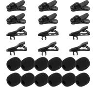 ASFASFq-Kit de 24 clips de rechange pour micro, 6 pinces à cravate en métal, 6 pinces à cravate en plastique et 12 housses en mousse pour pare-brise