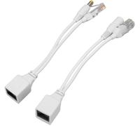ASFASFq-Kit D'injecteur Séparateur POE, 1 Paire D'adaptateur POE Passif 12V Power Over Ethernet, Câble Séparateur D'injecteur avec Connecteur DC 5.5x2.1mm (Blanc)
