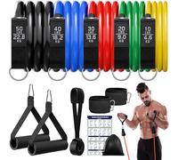 Asfasfq-Kit Elastique Musculation Avec 5 Niveaux Bande Élastique Musculation,Elastique Sport Avec Grandes Poignées, Sangles De Cheville, Idéales Pour Le Yoga, Le Pilates