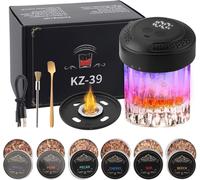 ASFASFq-Kit fumoir à whisky électrique, style vintage, USB-C, rechargeable, avec 6 jetons en bois, affichage numérique, fonction compte à rebours, éclairage d'ambiance, fumoir à cocktail rechargeable