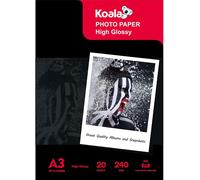 ASFASFq-KOALA Poids lourd haute Jet d'encre brillant papier photo pour Canon HP Epson imprimante jet d'encre, A3, 297x420 mm, 240 g/m², 20 feuilles