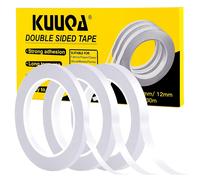 Asfasfq-Kuuqa 3 Rouleaux Double Face Ruban Ensemble Solide Bande Collante Pour Bureau Bricolage Artisanat, 30 Mètres De Long, Large 6mm / 9mm / 12mm